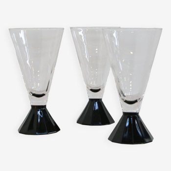 Set of 3 Luminarc stem/water glasses, 1980, new