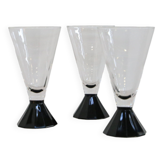 Set of 3 Luminarc stemmed/water glasses, 1980, new