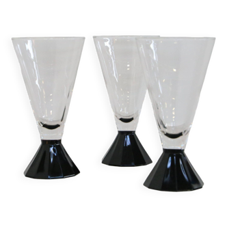 Set of 3 Luminarc stem/water glasses, 1980, new