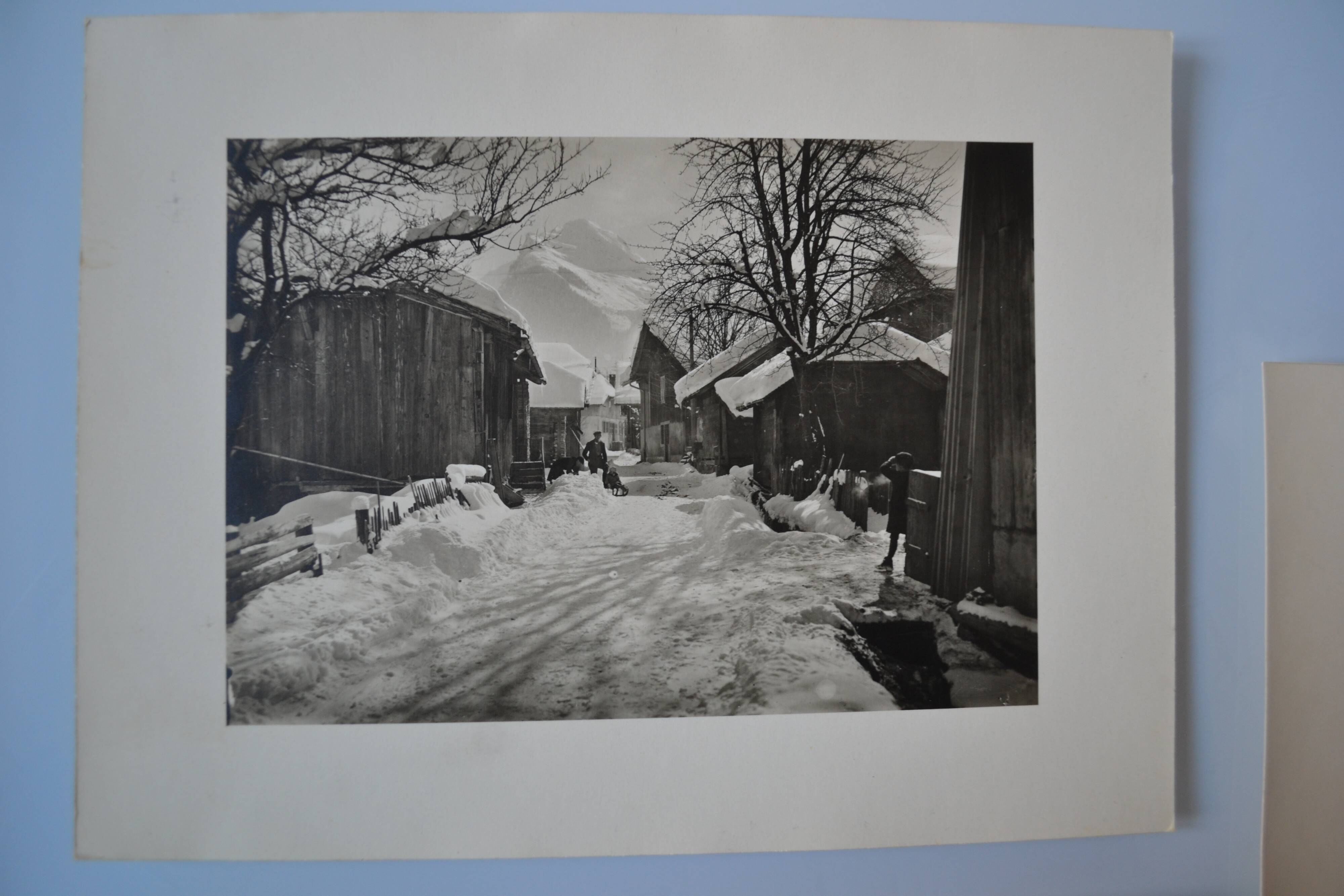 Old silver photo circa 1950 by L. Thomas in Morzine set of 3