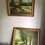 Pair two oil paintings on canvas