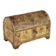 Antique wooden box covered with painted parchment, Italy, 19th-20th century.