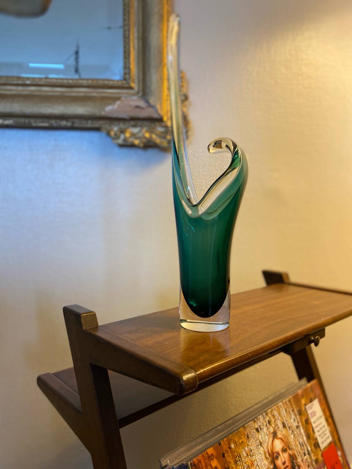 Shell crystal art sculpture vase by Paul Kedelv for Flygsfors, Scandinavian glass