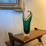 Shell crystal art sculpture vase by Paul Kedelv for Flygsfors, Scandinavian glass
