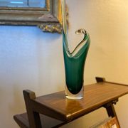 Shell crystal art sculpture vase by Paul Kedelv for Flygsfors, Scandinavian glass