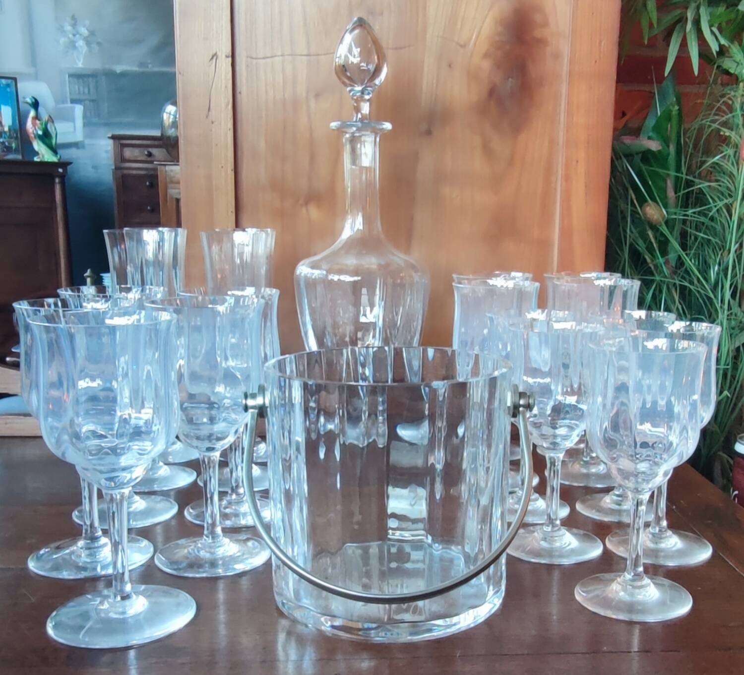 Glassware set, ice bucket, carafe, Baccarat crystal Capri model 20 pieces
