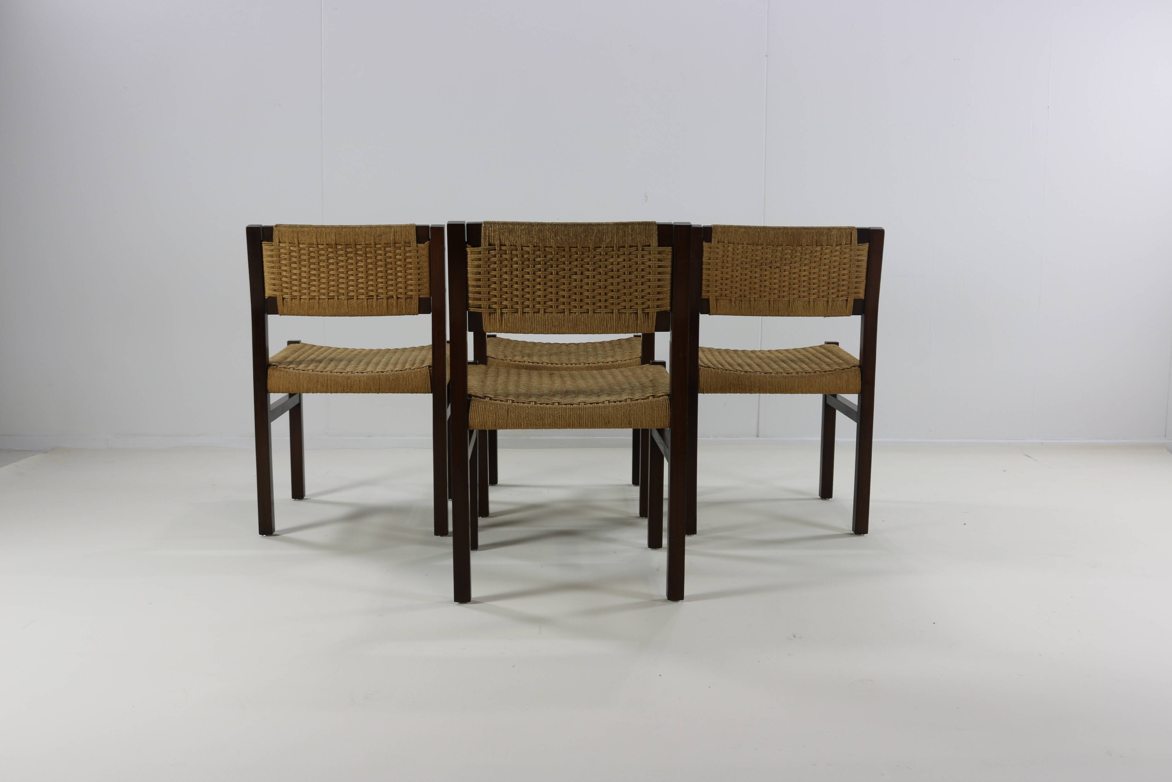 Set of four wenge wood dining chairs by Arnold Merckx for Fristho Holland