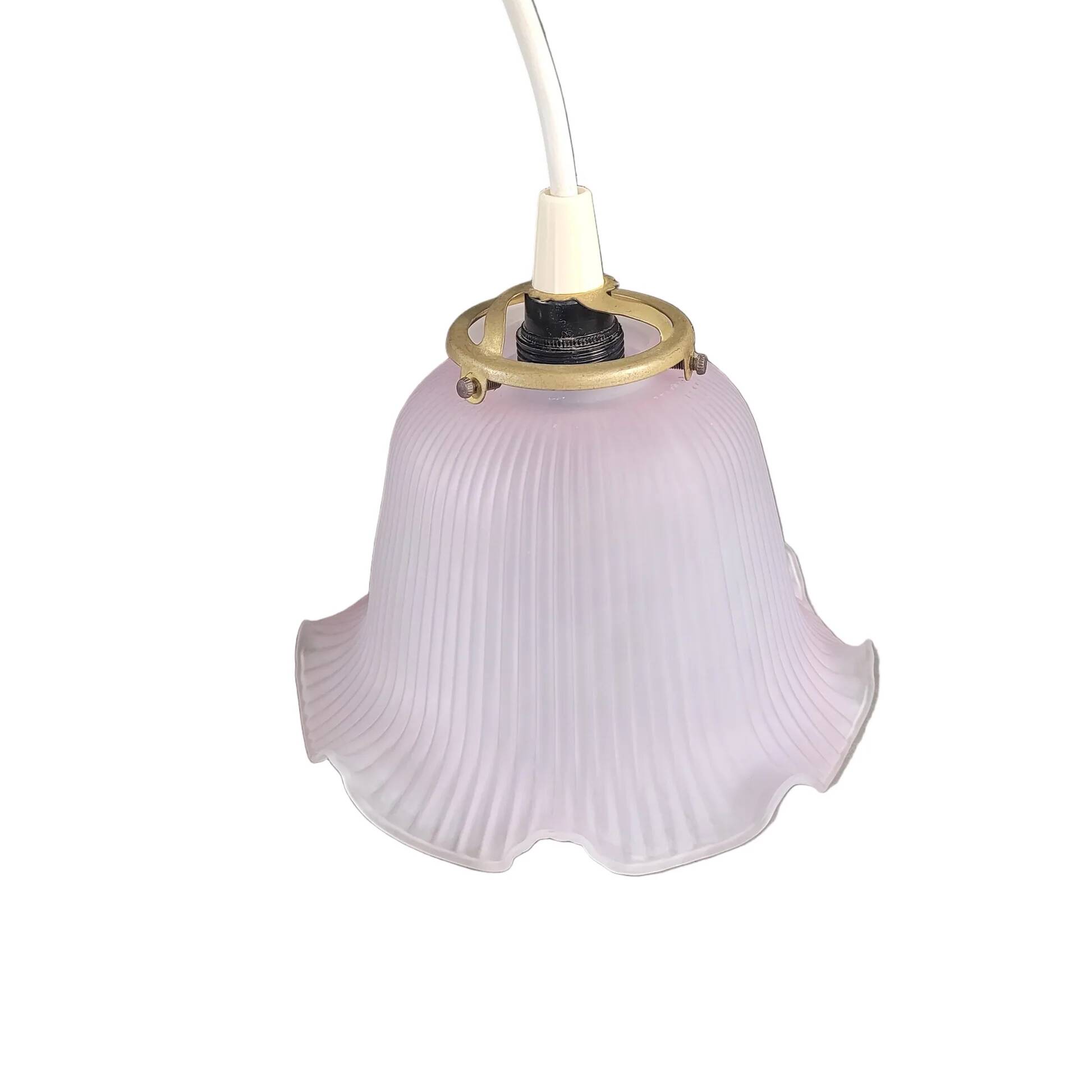 Suspension tulipe en verre dépoli rose