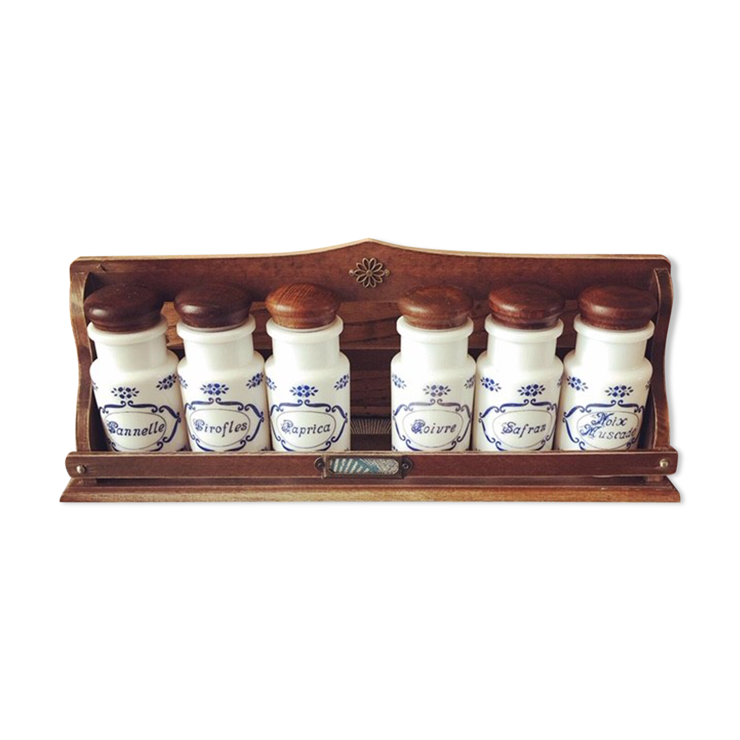 6 vintage opaline spice jars