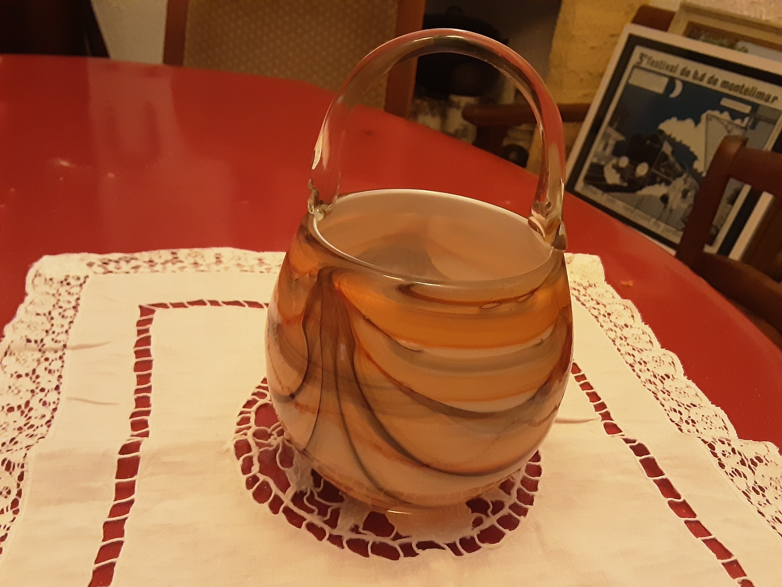 VASE BASKET GLASS BLOW SIGN NOVARO MASTER GLASSMAKER BIOT