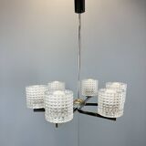 Six-light chandelier by Kaiser Leuchten, chrome, glass, vintage of the 60s