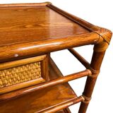 Rattan serving trolley