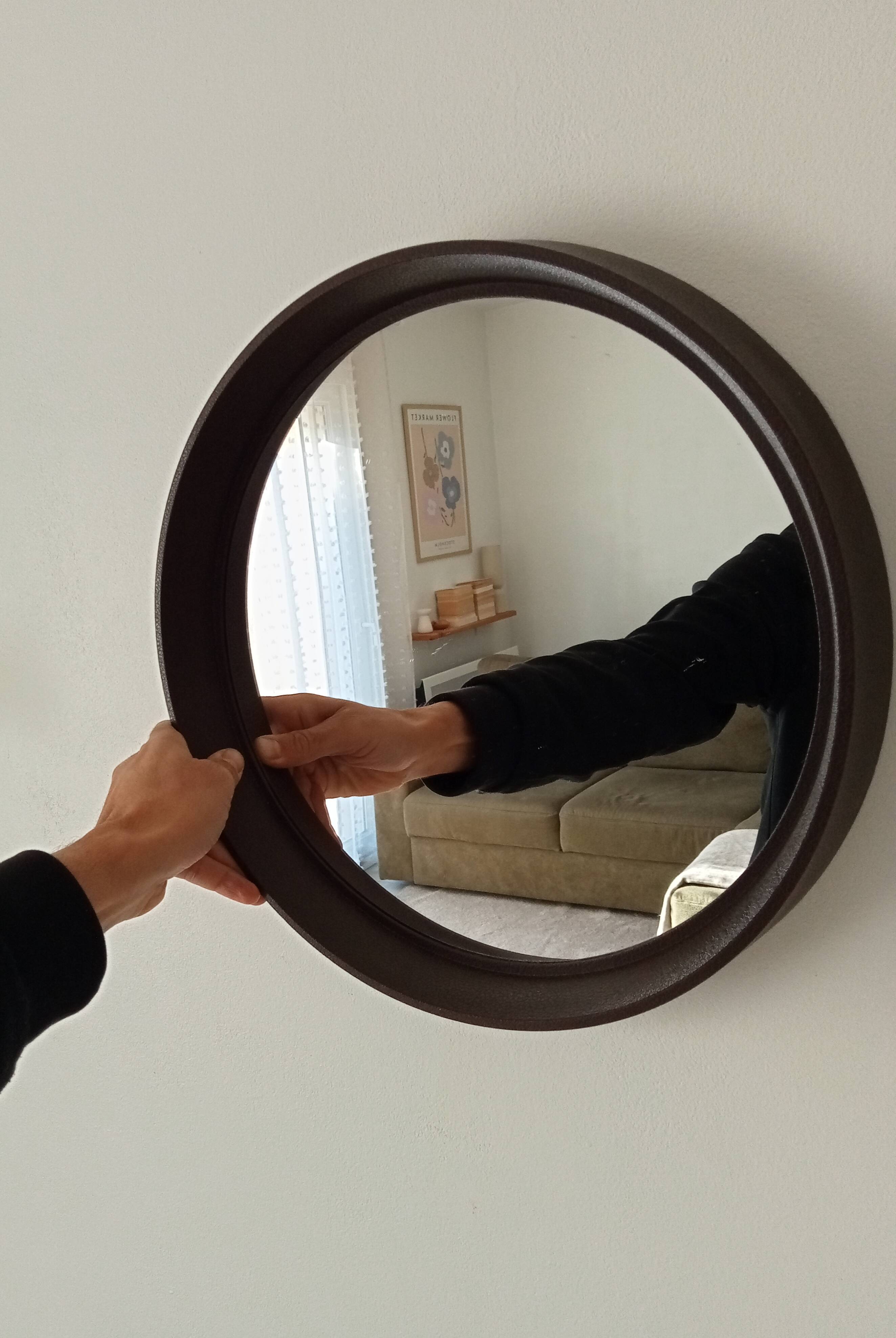 Miroir rond vintage Germany Lange Spiegel années 60/70