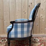 Louis XVI style bergère armchair in blackened wood