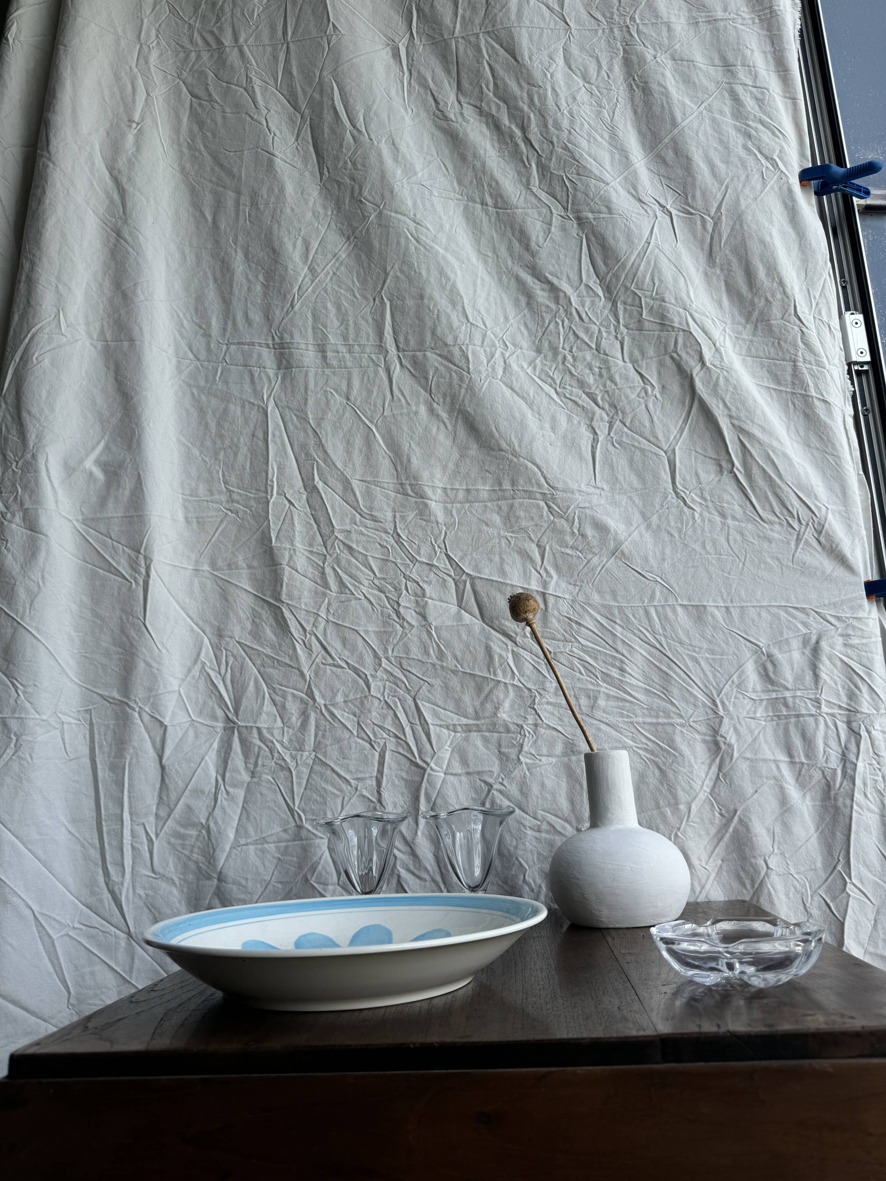 Large fruit bowl, classic French glass dish