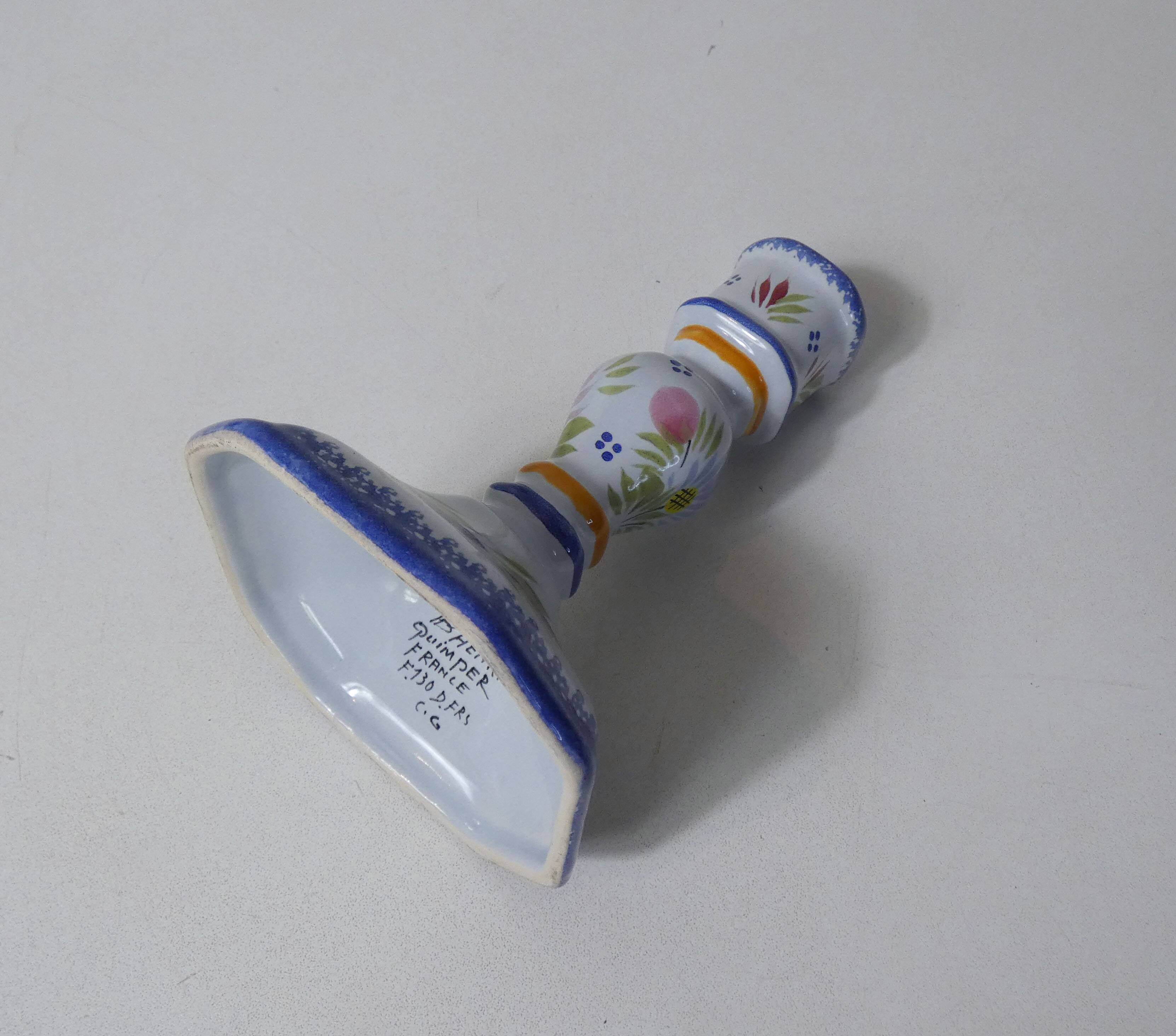 Henriot Quimper earthenware candlestick