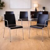 eta Furniture (Denmark) — Steel Tube & Wood Chairs (Set of 5) — Scandinavia