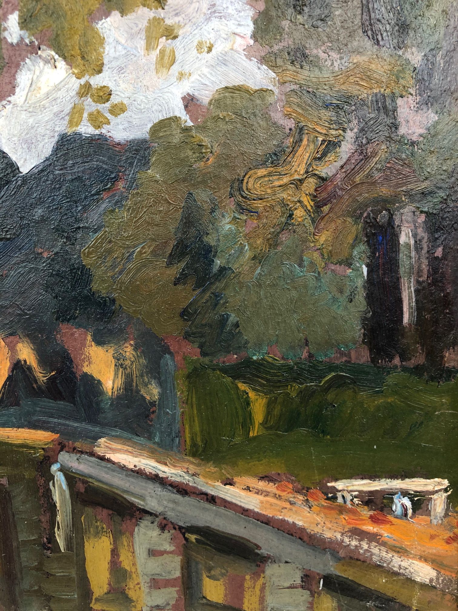 Oil on panel "Park of the Palace of Versailles" signed R. Chartier, late 19th century.