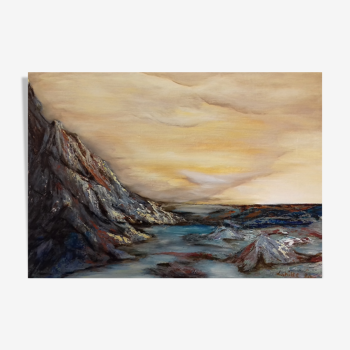 Tableau huile sur bois 50 x 70 cm