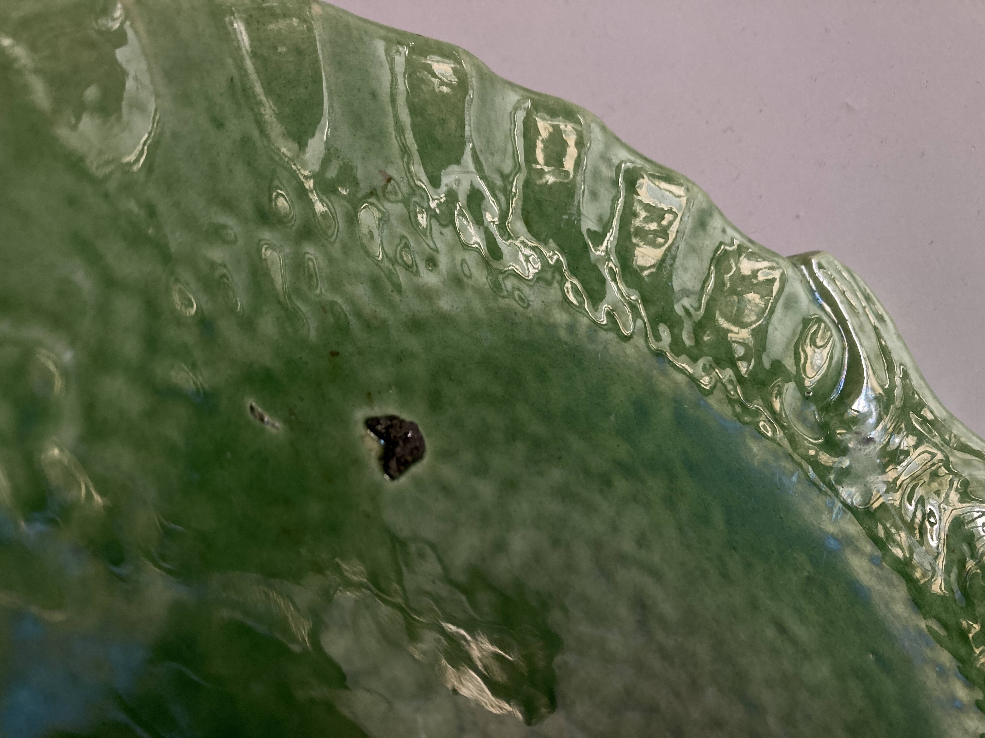 Aegitna deep dish in green glazed earthenware Fish Vallauris 1960