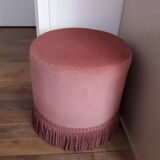 Pink velvet pouf