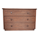 Commode en bois et rotin