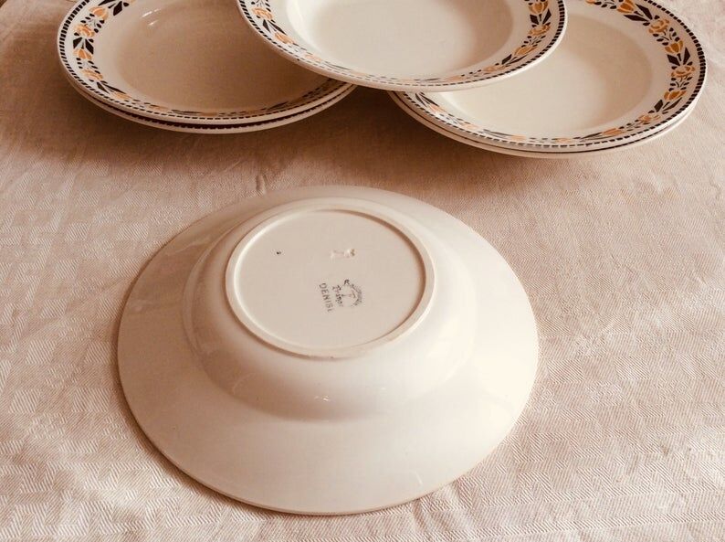 Set of 6 old hollow plates from the Badonviller factory