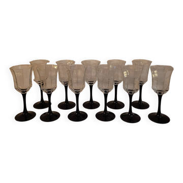 11 verres Octime Luminarc - Pied noir - Années 80