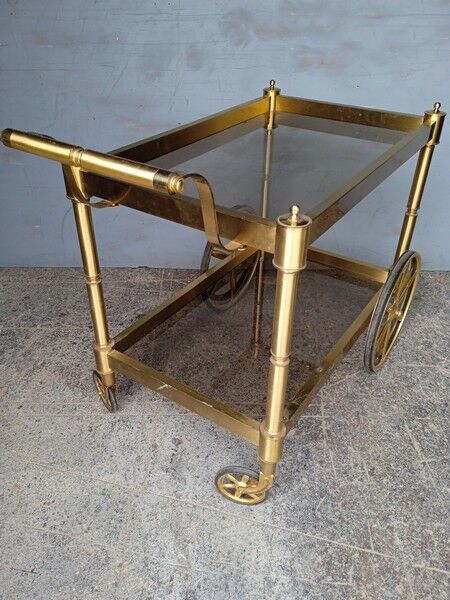 Serving rolling table golden aluminum ep 1970 vintage