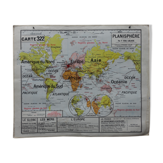 Old school map Vidal Lablache planisphere N° 322