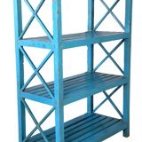 Burmese teak shelf with original blue patina