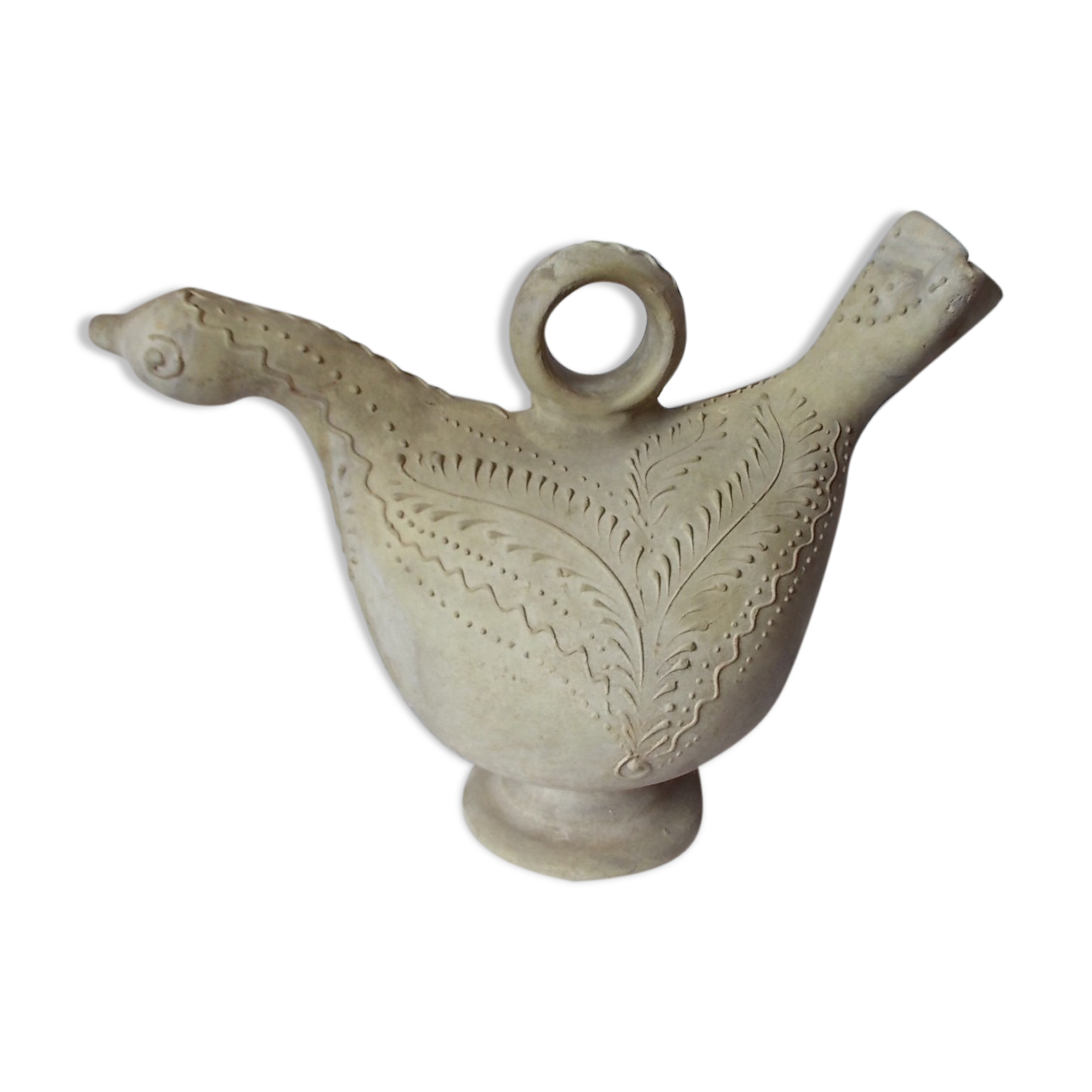 Old grey terracotta jug