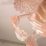 Pink Art Decò Barovier e Toso "Fountain" Pendant Light, Murano Glass, 1940s