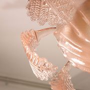 Pink Art Decò Barovier e Toso "Fountain" Pendant Light, Murano Glass, 1940s