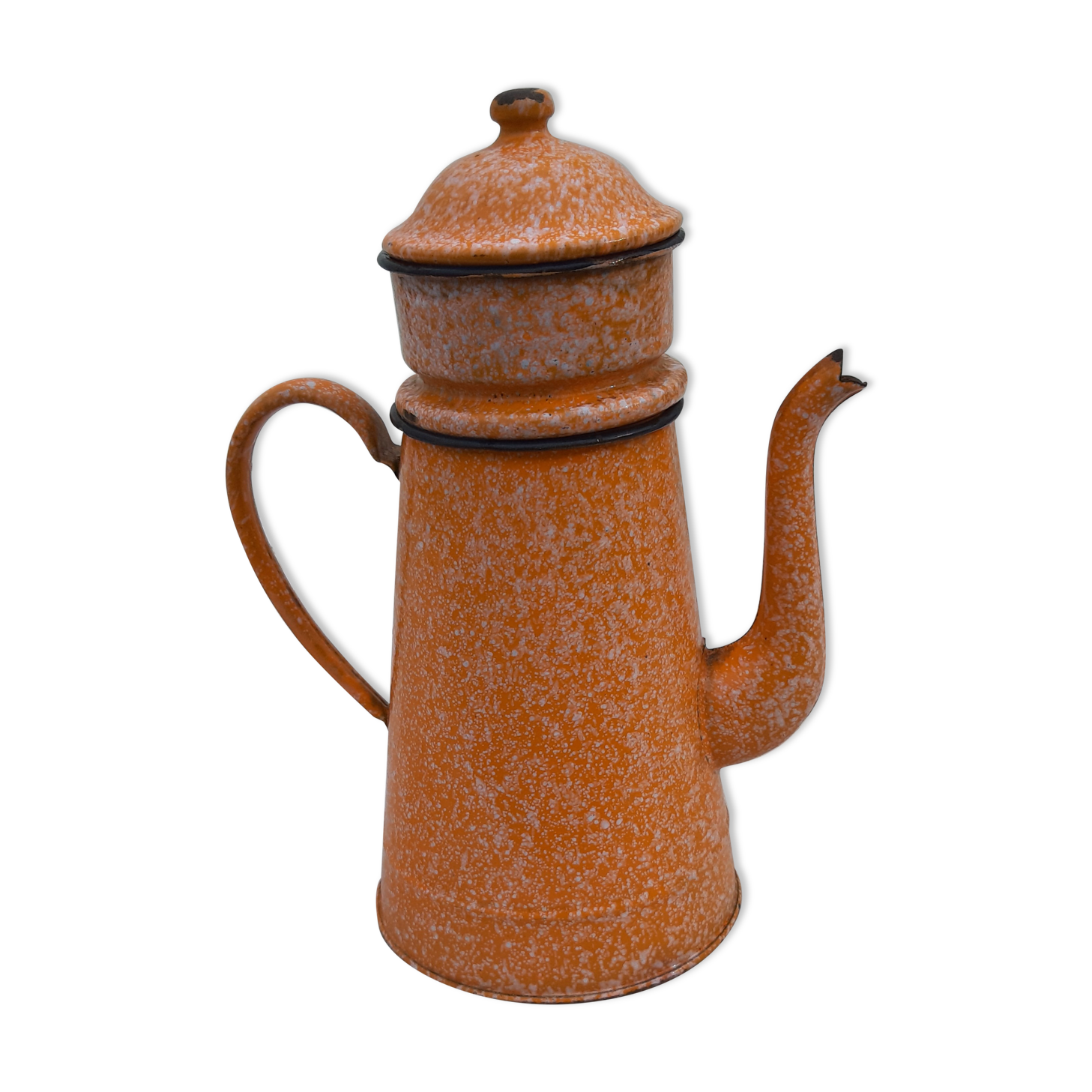 Orange enamelled coffee maker