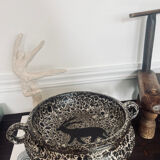 Footed bowl fat lava rock decor 1970