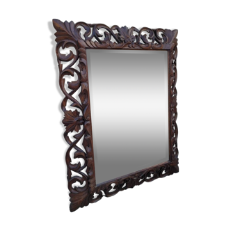 Henri II high gothic style ice mirror in oak 19th century