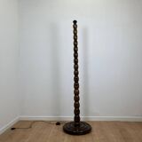 Pied de lampe de sol en bois tourné , 1980