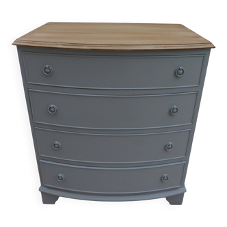 Commode vintage sublimée en vert de gris, plateau bois.