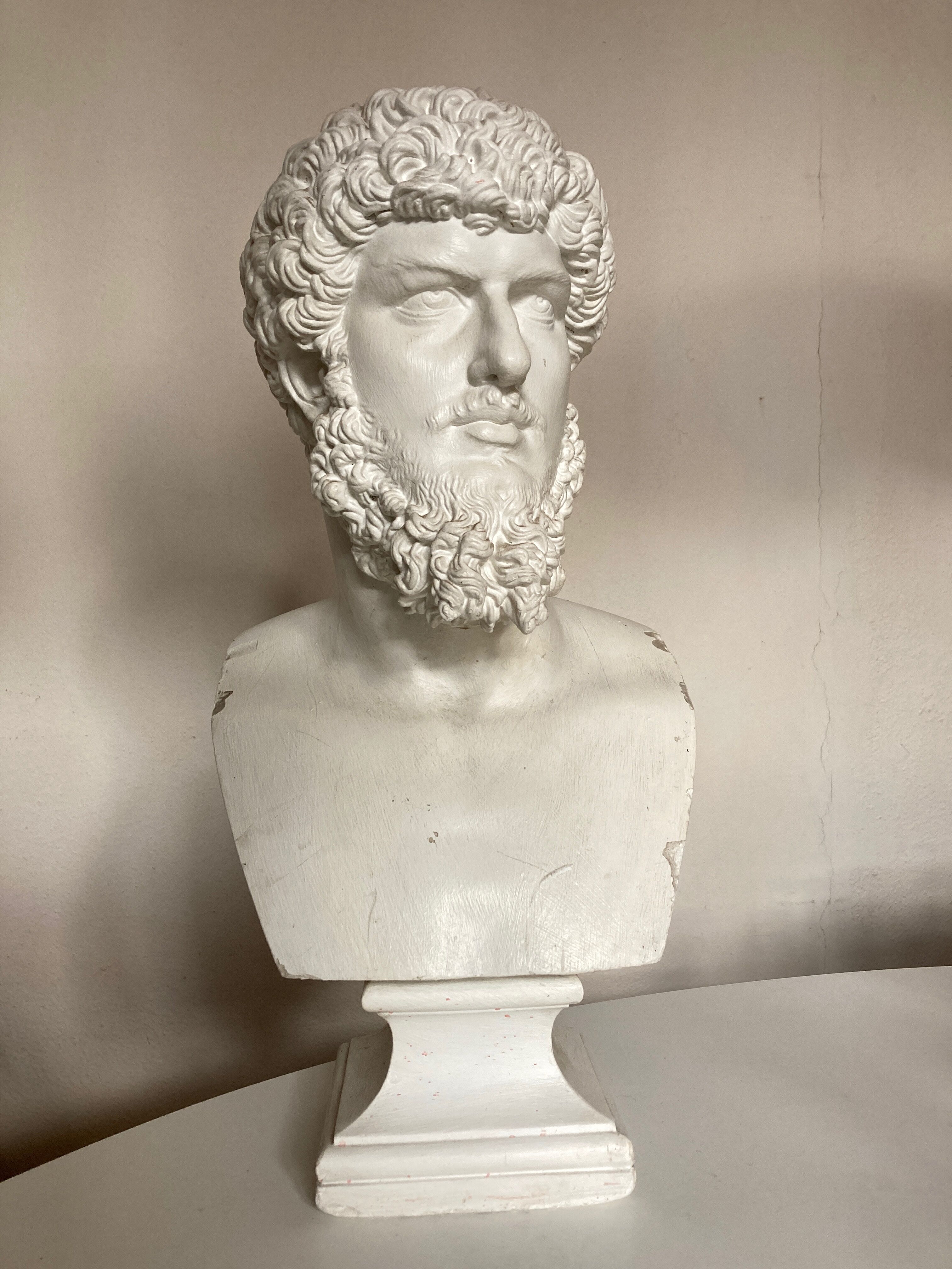 Greco-Roman bust in full plaster of Emperor Lucius Verus Borghese collection