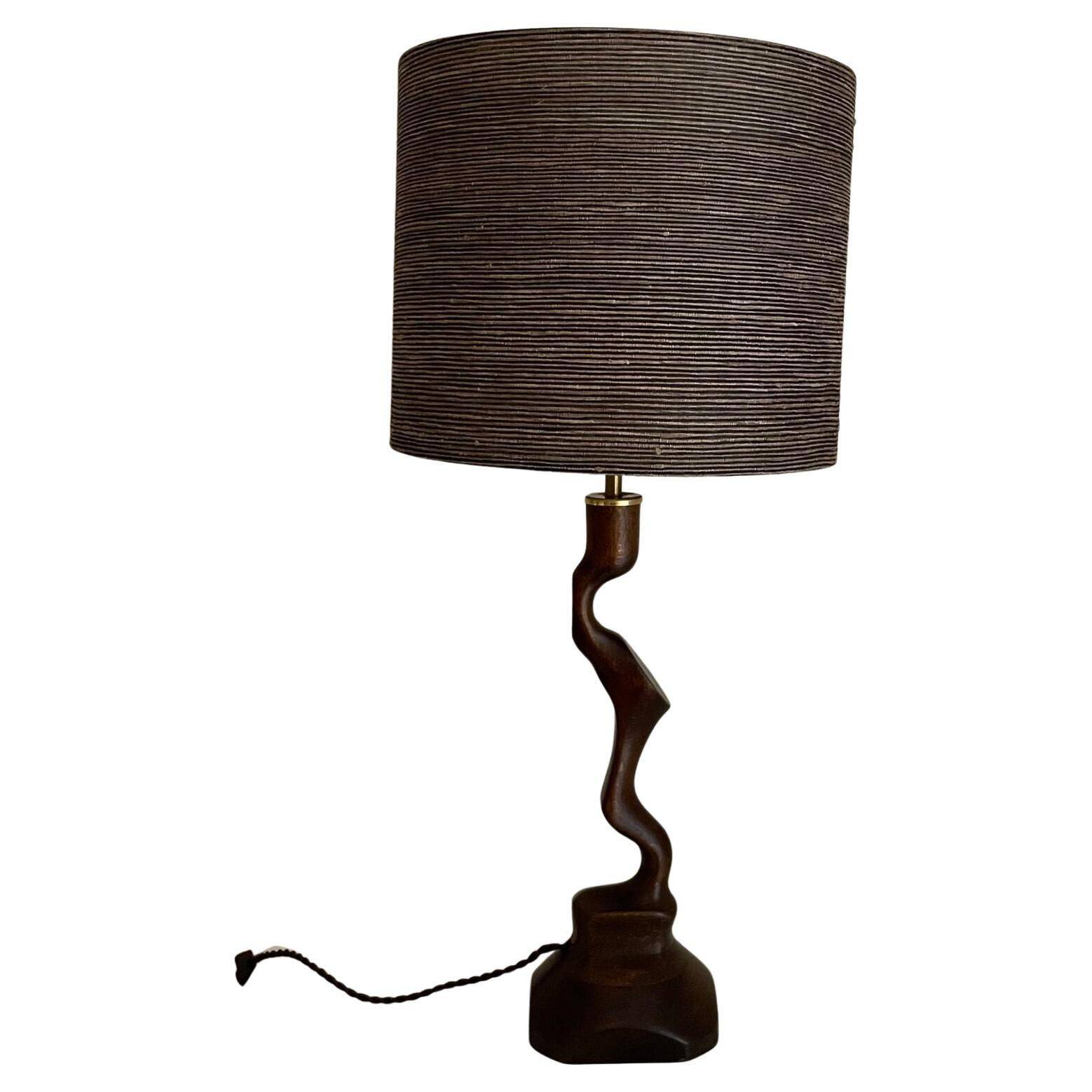 Italian Wood and Silk Lamp