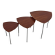 Vintage set of 3 wooden and metal side tables from the 1980s