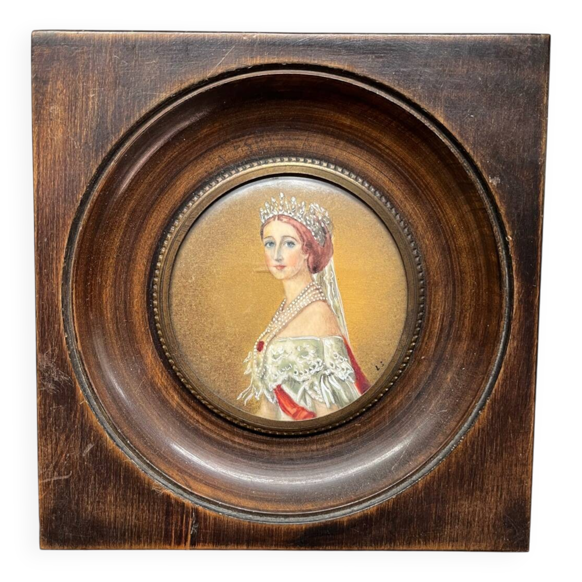 Ancient portrait miniature on organic support – 19th century