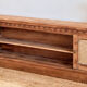 Vintage oak sideboard TV unit with raw finish and caning.