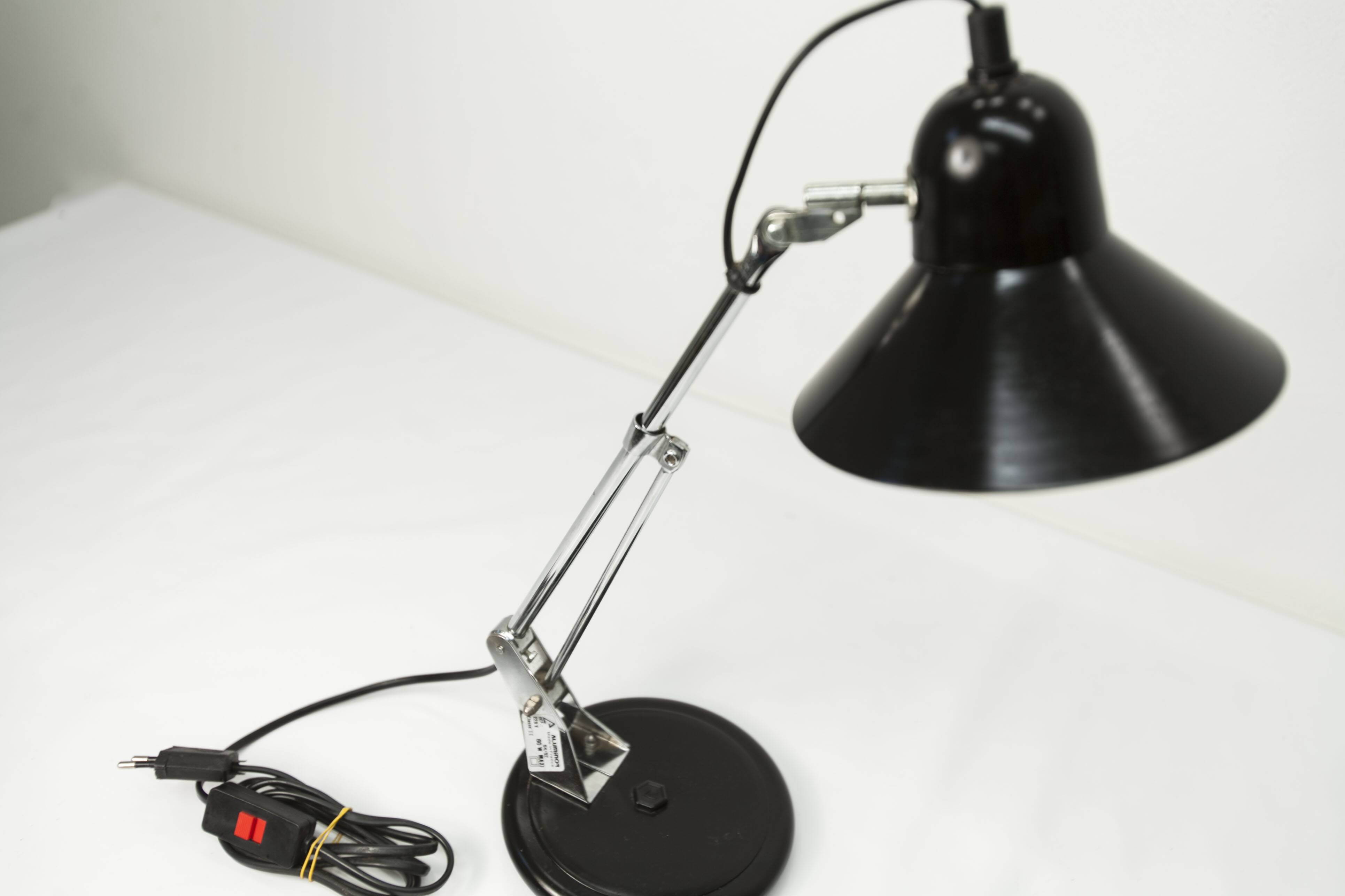 Aluminor 1960 black and chrome lamp Made in France