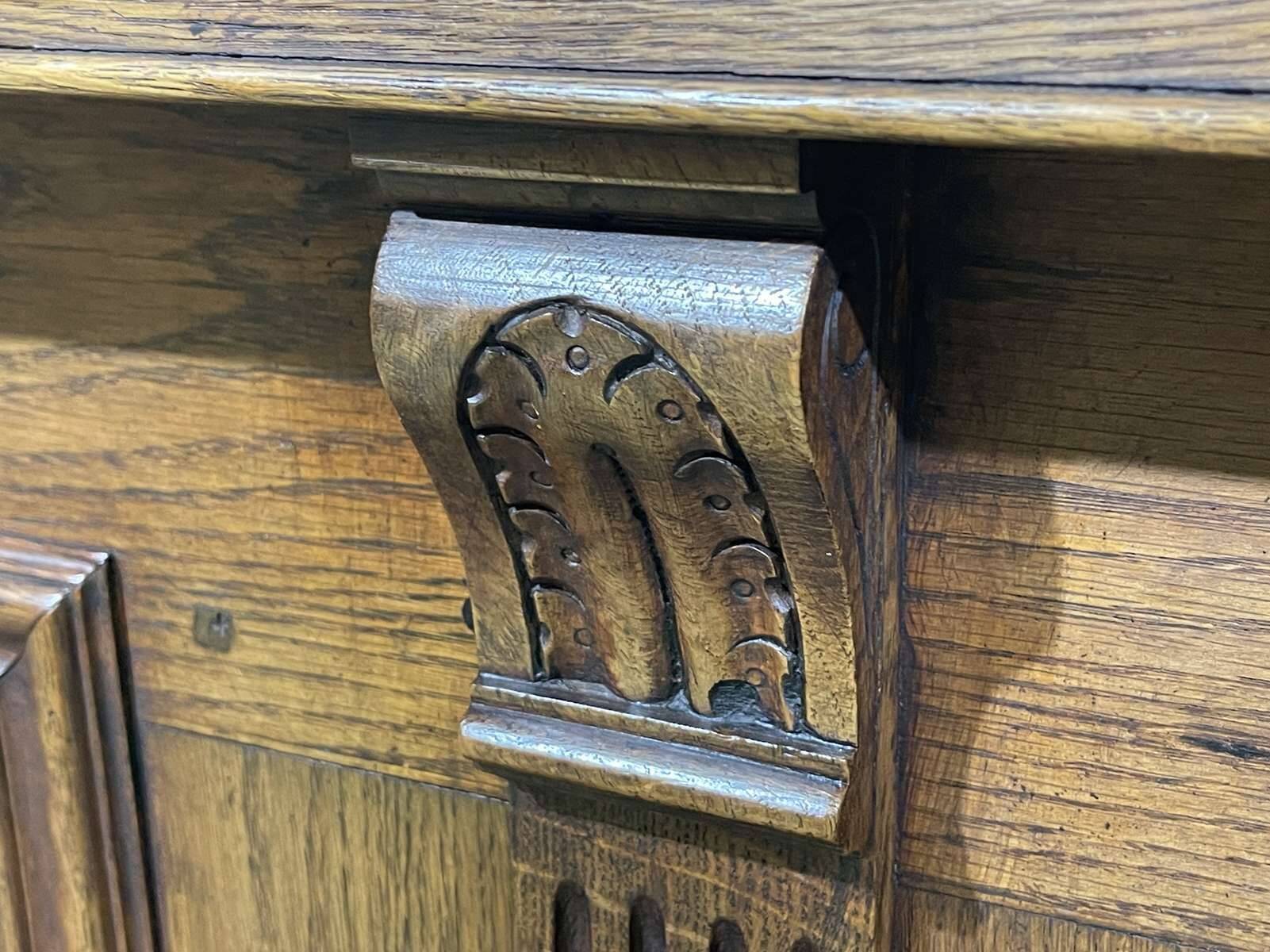 Bar counter in oak, zinc, and white marble from the early 20th century.