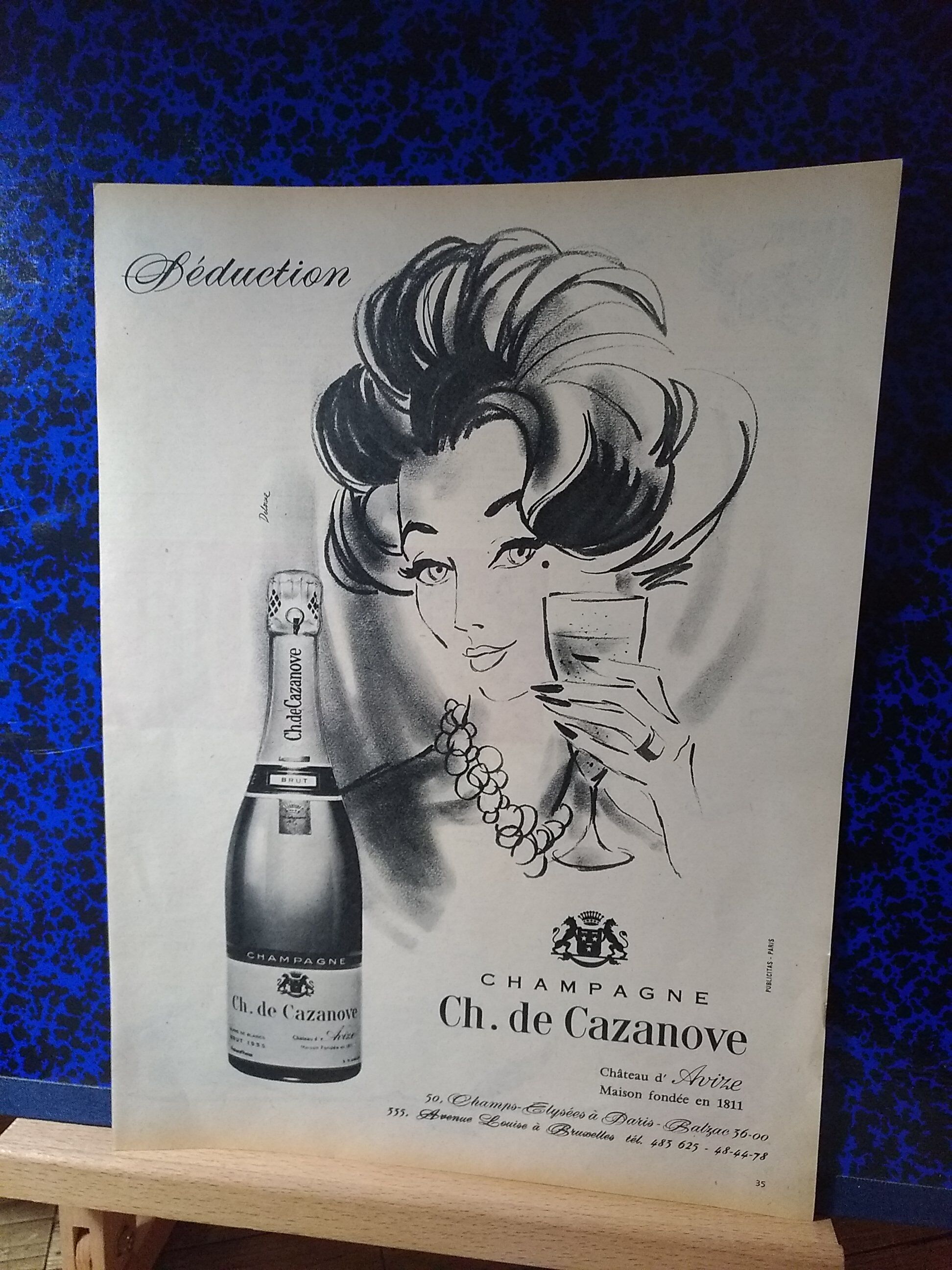 publicit-papier-boisson-champagne-charles-de-cazanove-issue-revue-d