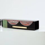 Vase Art Déco en verre opalin noir vert et rouge Anatole Riecke 1946