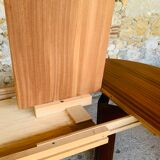 Extendable Scandinavian style dining table with double elongations by Maison Ducau, Circa 1970