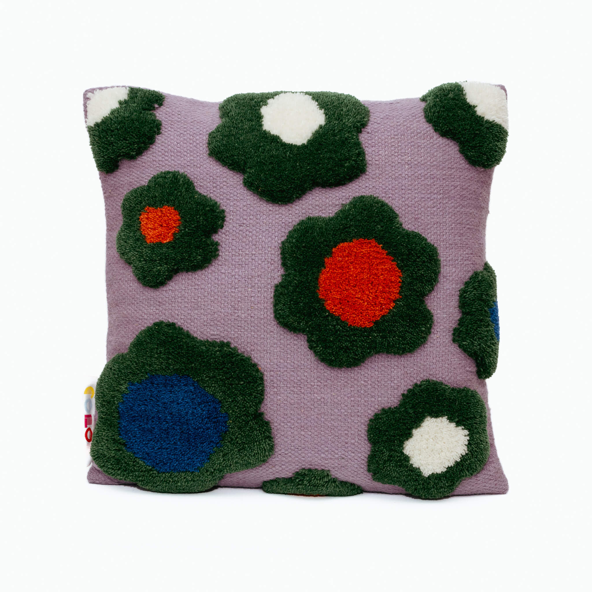 Handmade wool cushion cover green flower 45 x 45 cm